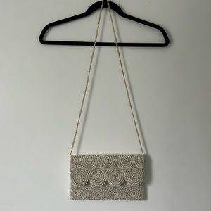 Lulus Pearl and Silver Beaded Clutch